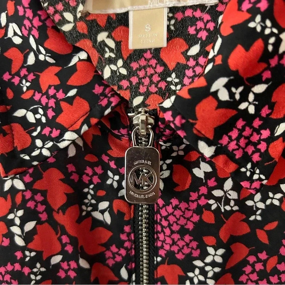 Michael Kors Floral Zip-Up Blouse - Size S - Picture 3 of 4